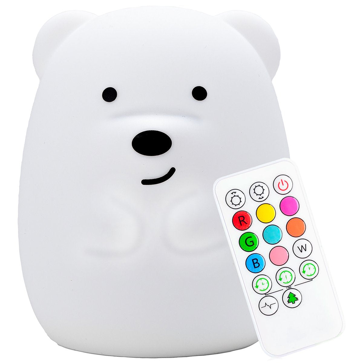 Ourson veilleuse pour enfants Sleepy Friends - 8 couleurs - Dimmable et rechargeable par USB - 95 x 97 x 100 mm - Veilleuse pour chambre de bébé et d'enfant