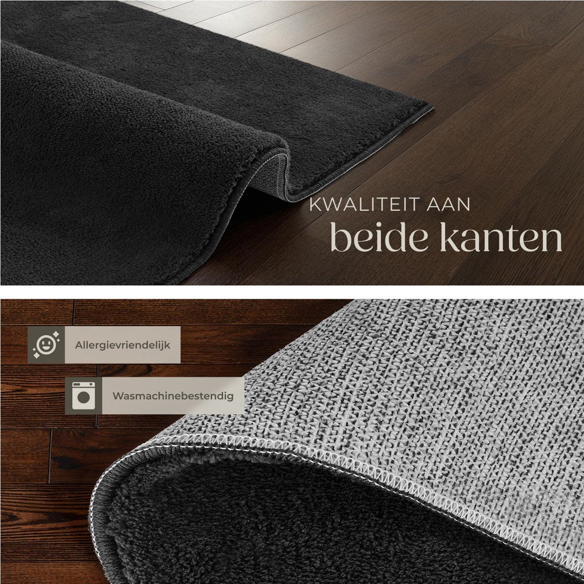 tectake Tapis Soft Zone - poils courts - extra doux - noir - 140 × 200 cm