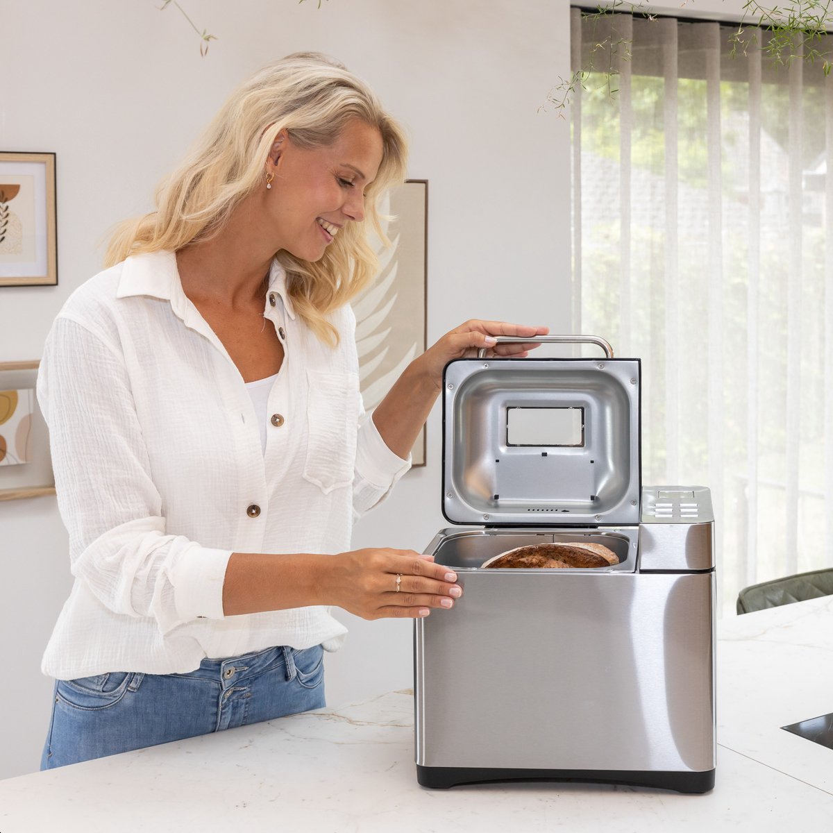 Skoov Bakemaster Breadmaker - acier inoxydable - céramique - 345x248x310 mm - 650W - 19 programmes - sans PFAS ni téflon
