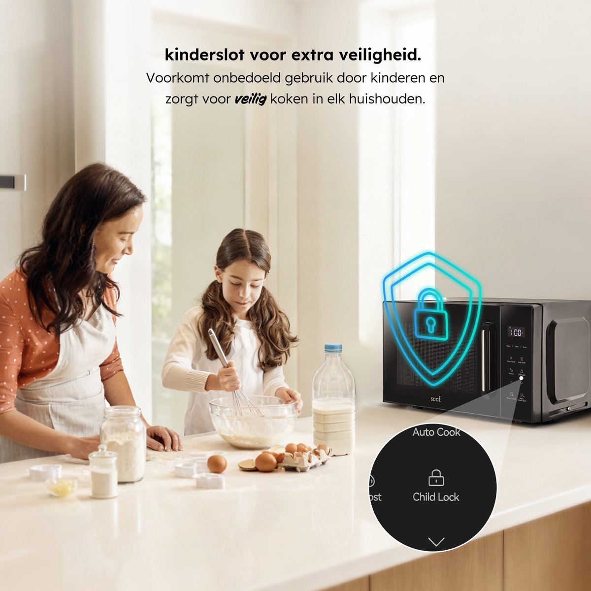 Saaf Micro-ondes - 20L - Ecran tactile - 700W - Noir - 462×332×264 mm
