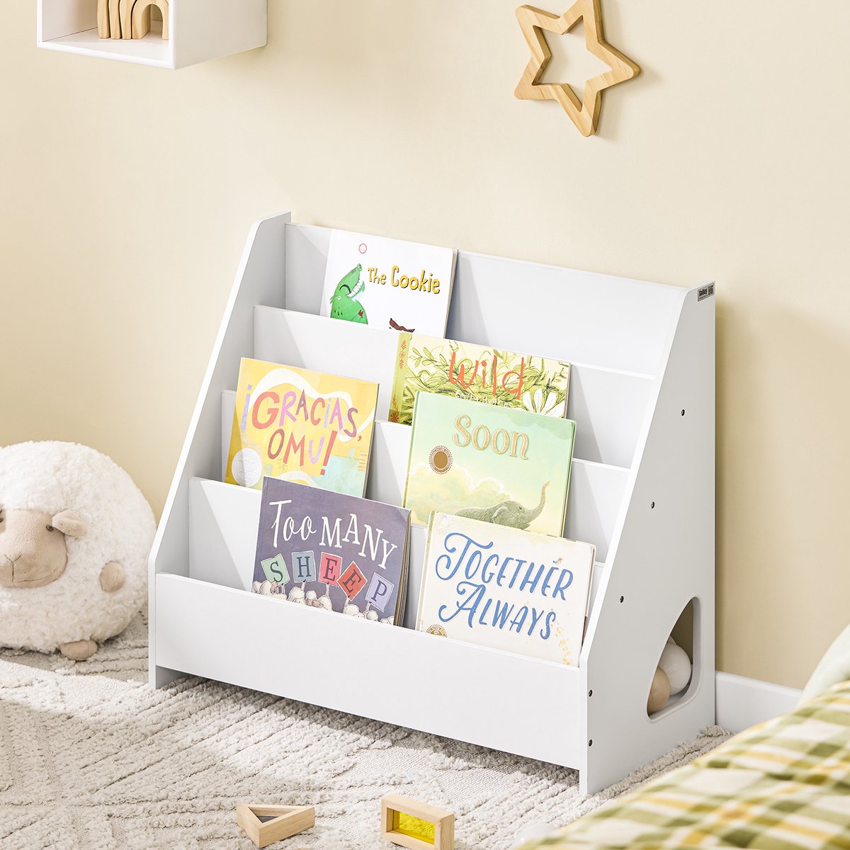 SoBuy Bibliothèque pour enfants KMB32-K-W - Blanc - 70x60x30 cm - Sûre et pratique