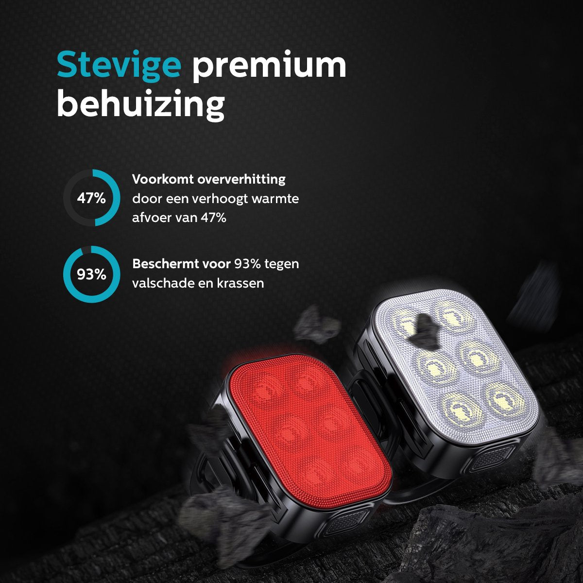 Inlustro LED Bicycle Light Set - Feux avant et arrière - Rechargeable par USB - Étanche - 7,5 x 3,2 cm - Noir