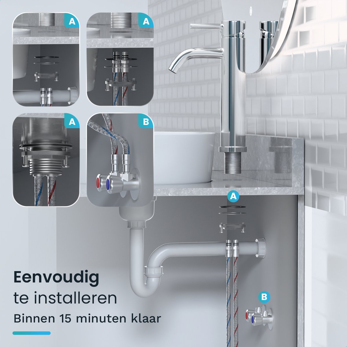 Mirlux Basin Tap Chrome 29.5 x 17.2 x 5 cm - Mélangeur salle de bain eau froide et chaude - Robinet de lavabo/WC Tap