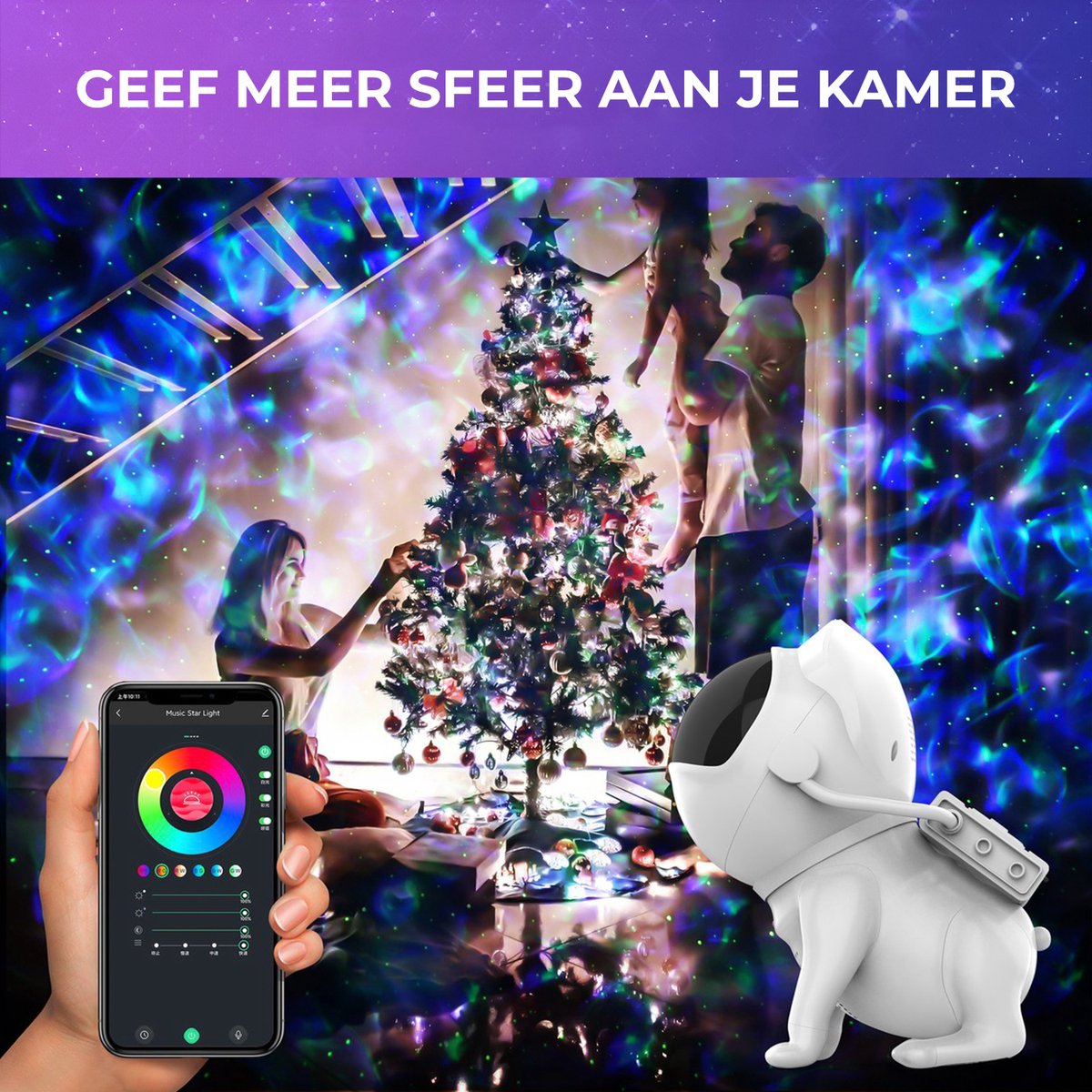 MostEssential Premium Star Projector - Space Dog Edition - 3000 lm - Incl. App