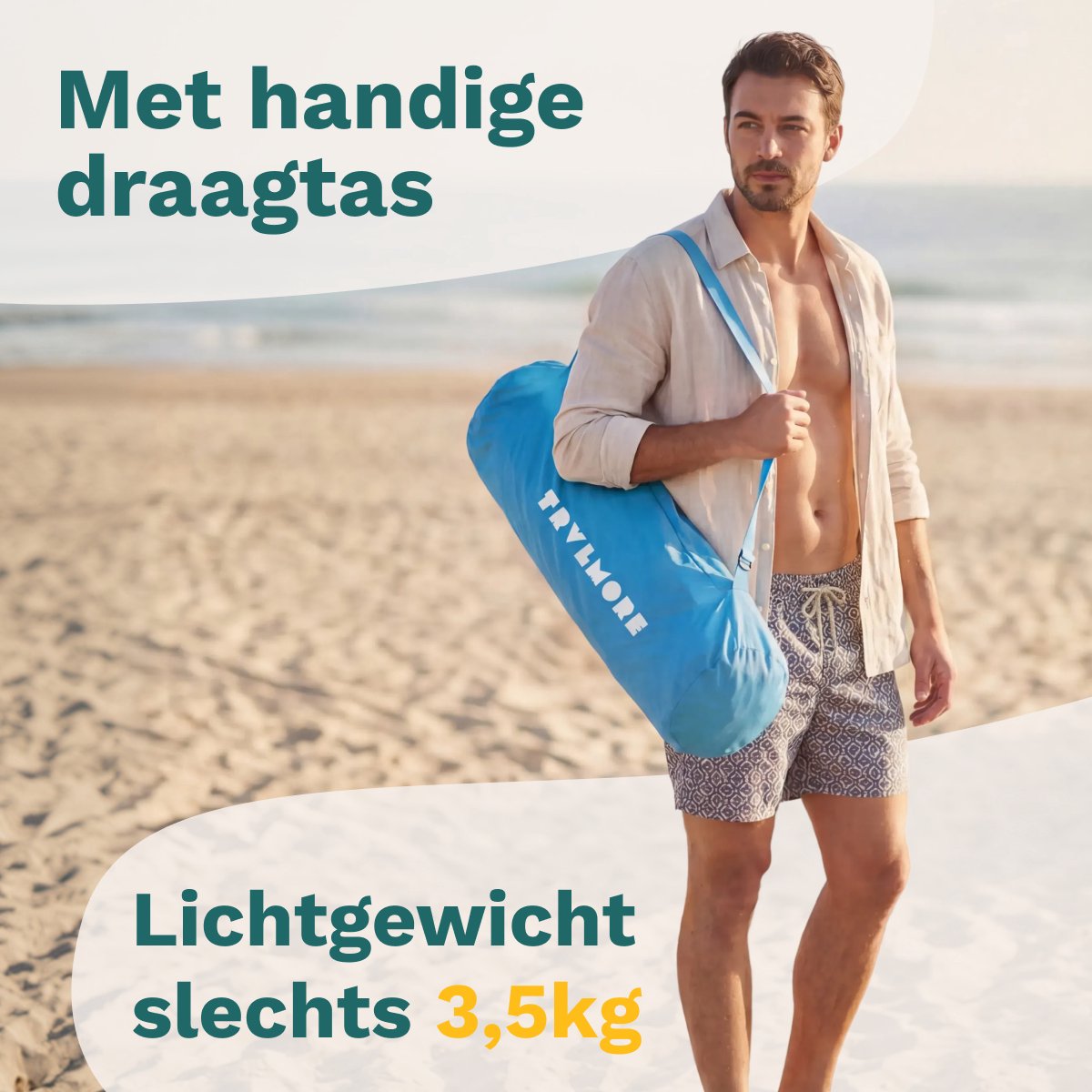 TRVLMORE Chaises de plage Lot de 2 - Pliable - Capacité de charge de 130KG - Avec porte-gobelet et sac de transport - Dossier haut - Bleu