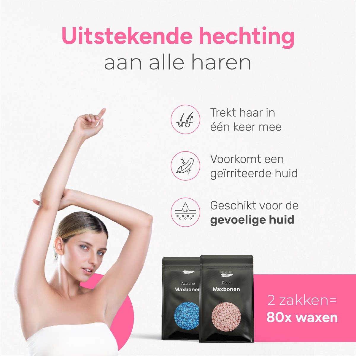 Billes de cire douce et soyeuse 1 kg - Perles de cire dure - 60 spatules incluses - Bleu ou rose - Pour appareil à cire