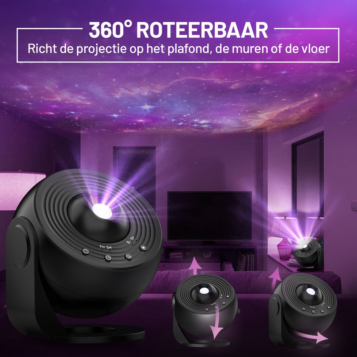MostEssential Lampe pour projecteur PRO Edition 12-en-1 Galaxy Projector - Ø 11.8 cm - Couleur : Noir