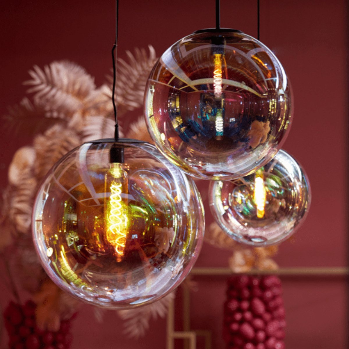 Light & Living Lampe pendante Medina - Verre multicolore - Ø48cm - Moderne et élégante pour le salon, la chambre à coucher ou la salle à manger