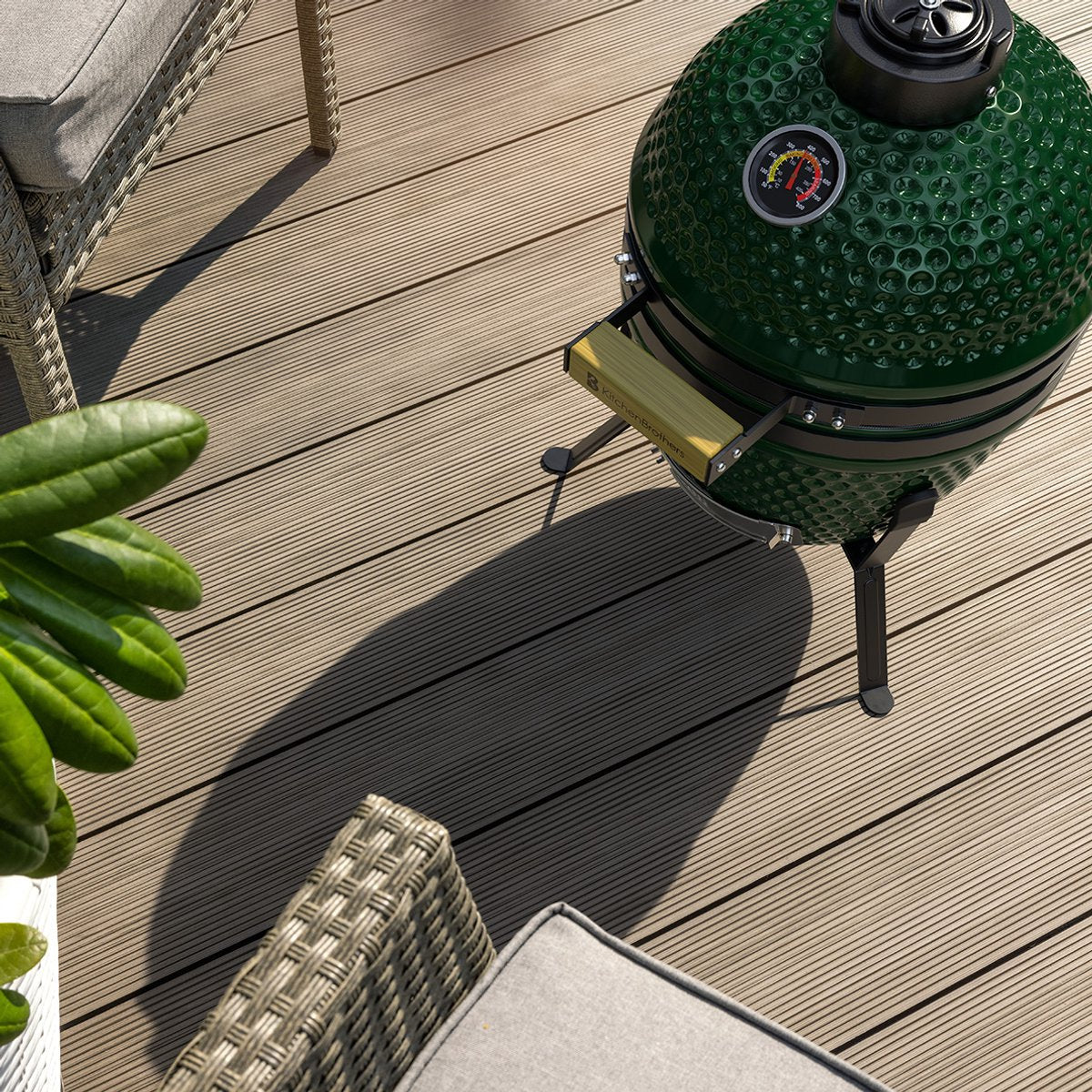 KitchenBrothers Kamado BBQ 27 cm Barbecue au charbon de bois en céramique jusqu'à 1000°C