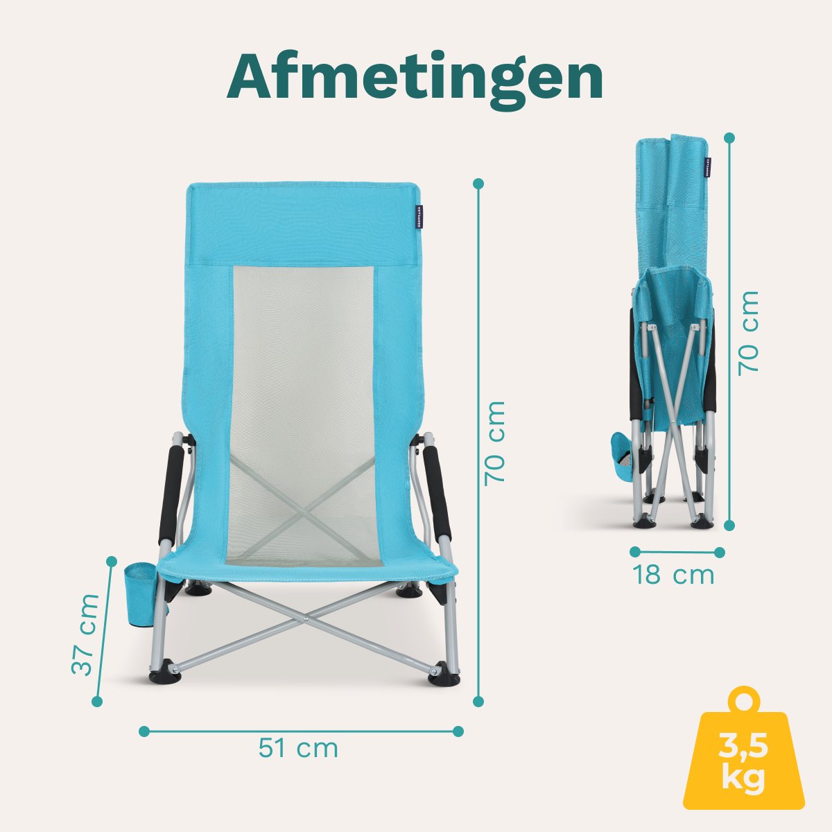 TRVLMORE Chaises de plage Lot de 2 - Pliable - Capacité de charge de 130KG - Avec porte-gobelet et sac de transport - Dossier haut - Bleu