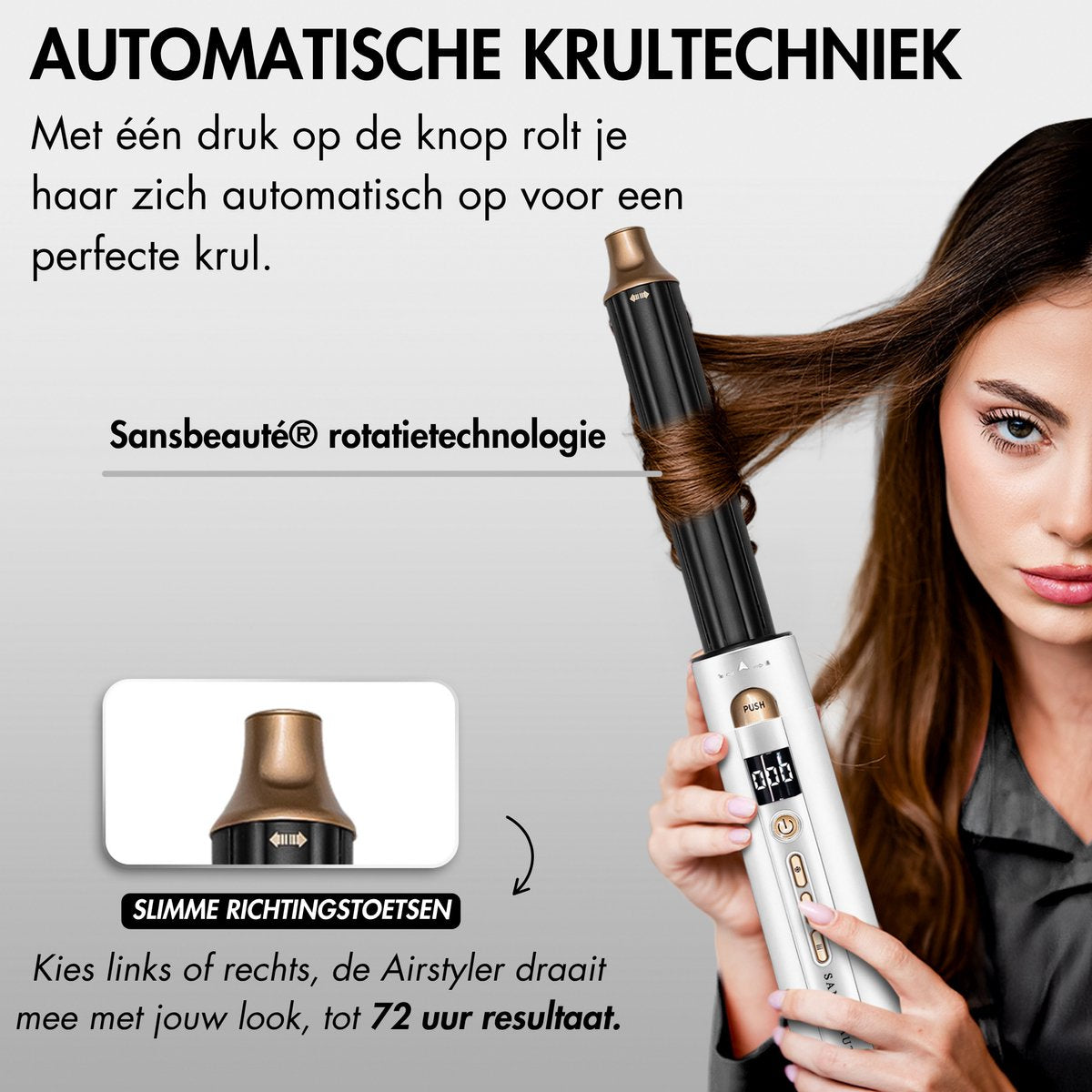 Sansbeauté 4-in-1 Airstyler - Multistyler - Brosse à cheveux - Brosse à boucler - Brosse à coiffer - 1400W - Technologie ionique - Blanc/Or