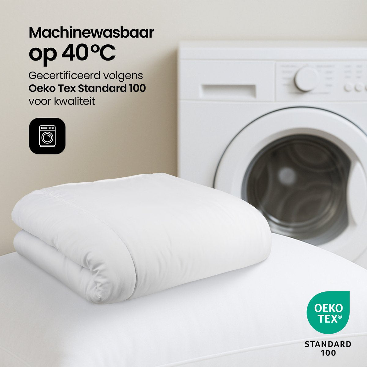 Hom&Com - Couette 90% duvet de canard - 155x220 cm - 4 saisons - Satin Edge - OEKO-TEX & Animal-friendly Certified - White