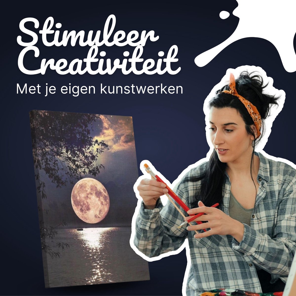 Rubye® Painting On Number Adults 40 x 50 cm - Toile à peindre avec pinceaux - Full Moon