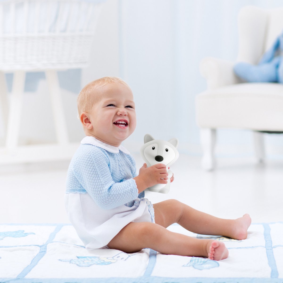 Veilleuse Sleepy Friends Fox - rechargeable par USB et avec variateur de lumière - 8 couleurs - 95x97x100 mm - Veilleuse en silicone souple pour la chambre de bébé et la nurserie