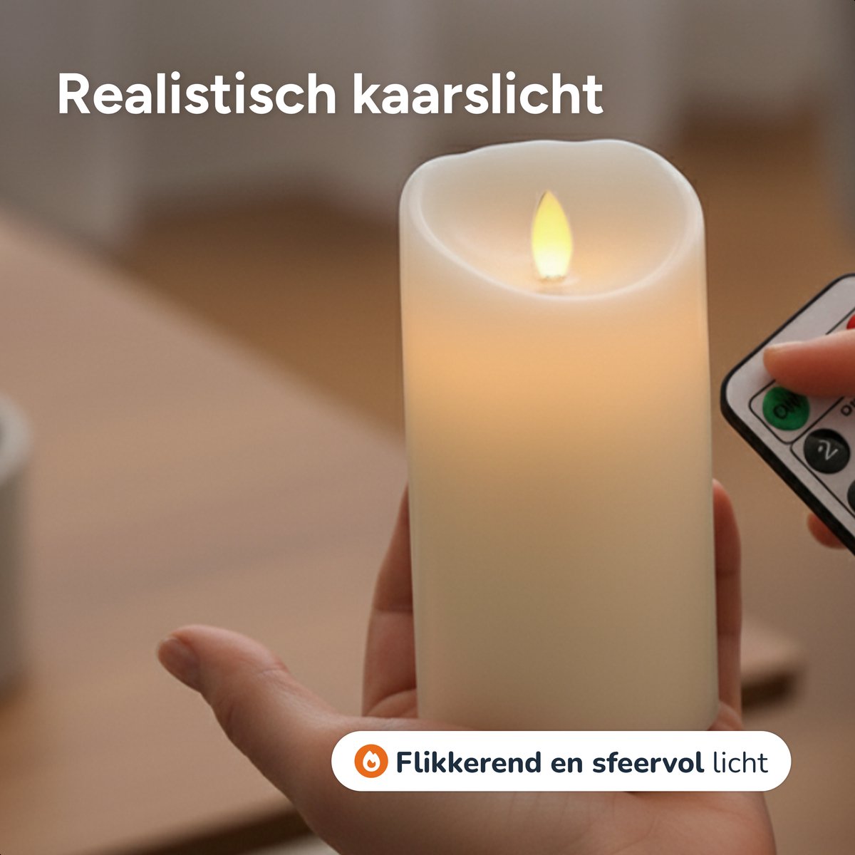 Luft 3 bougies LED rechargeables avec télécommande - flammes réalistes - sans fil et sans danger