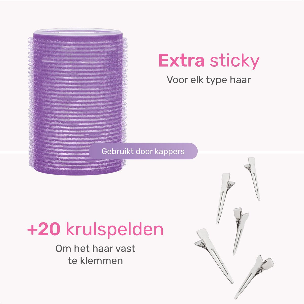 Set de 18 bigoudis - 20 pinces à cheveux incluses - Grandes - Sans chaleur - 3 tailles - bleu/rose