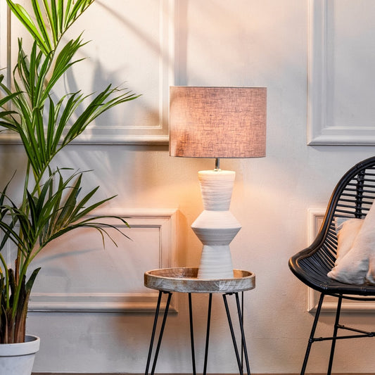 Light & Living Ayla Lampe de table - Base de lampe en céramique 51 cm - Crème - E27 (sans abat-jour)