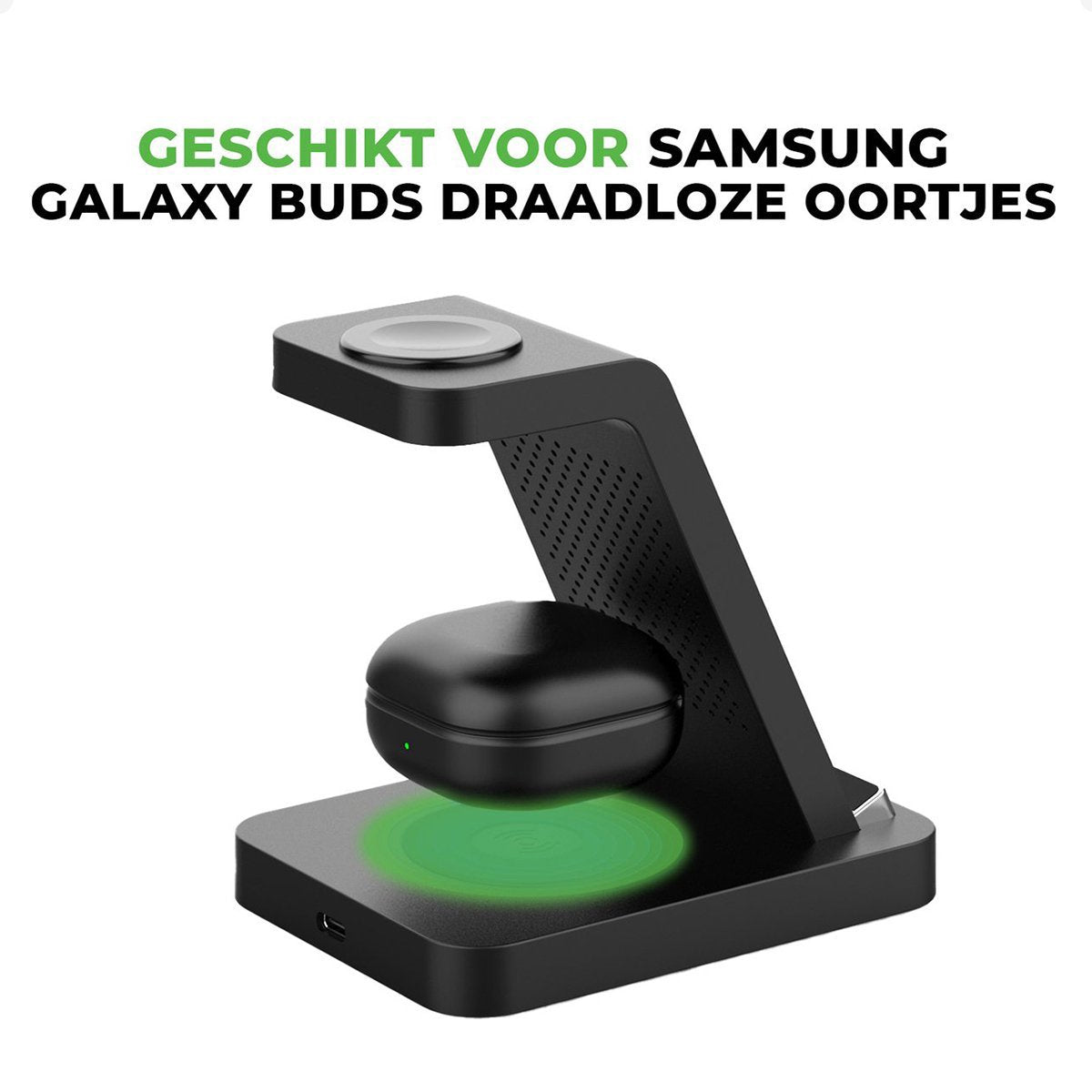 iSetchi Wireless 3-in-1 Charging Station - Indicateur LED - Chargement rapide 15W - Noir