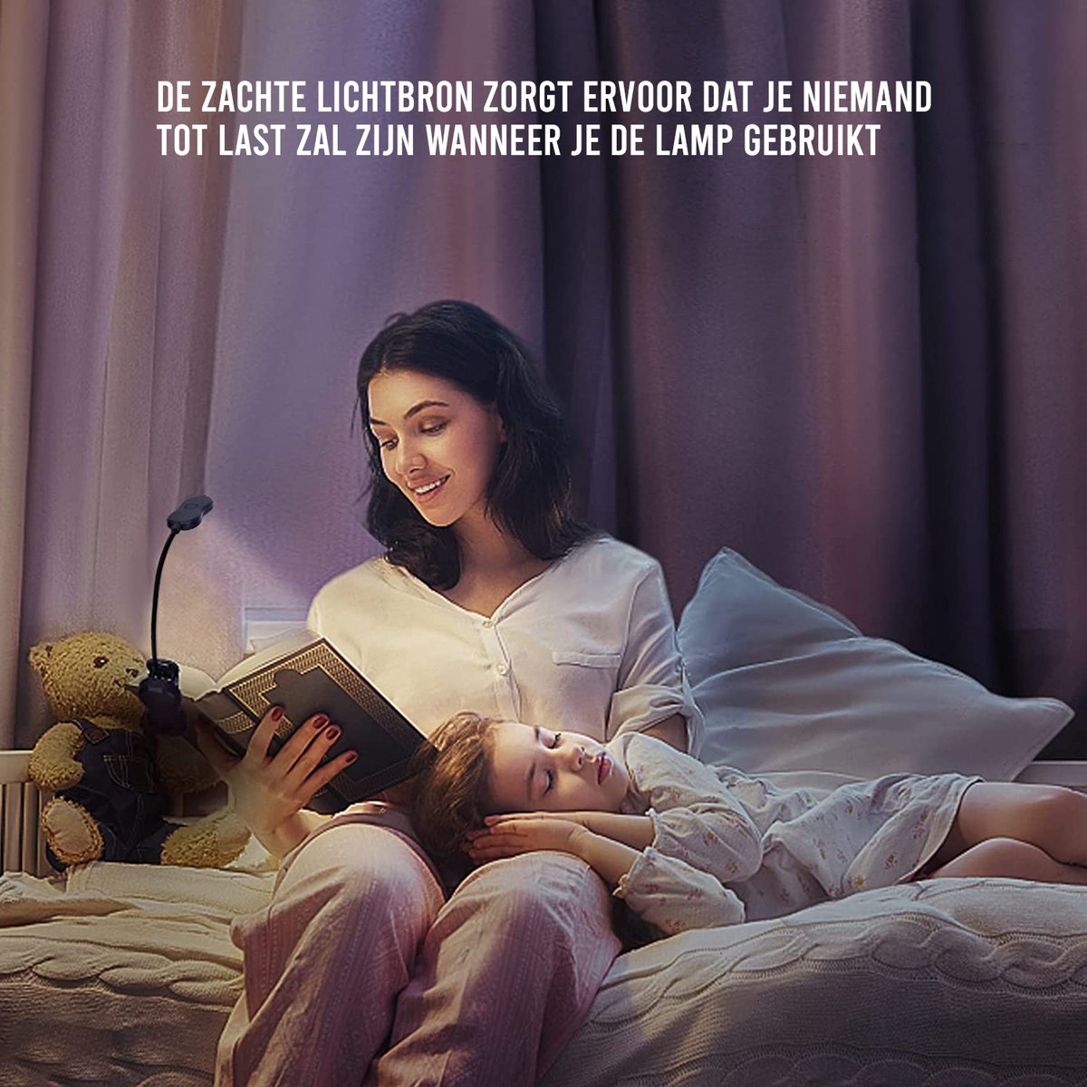 Lampe de lecture Podec - avec pince et niveaux de lumière graduables - rechargeable - 9 x 3 x 17 cm - noir