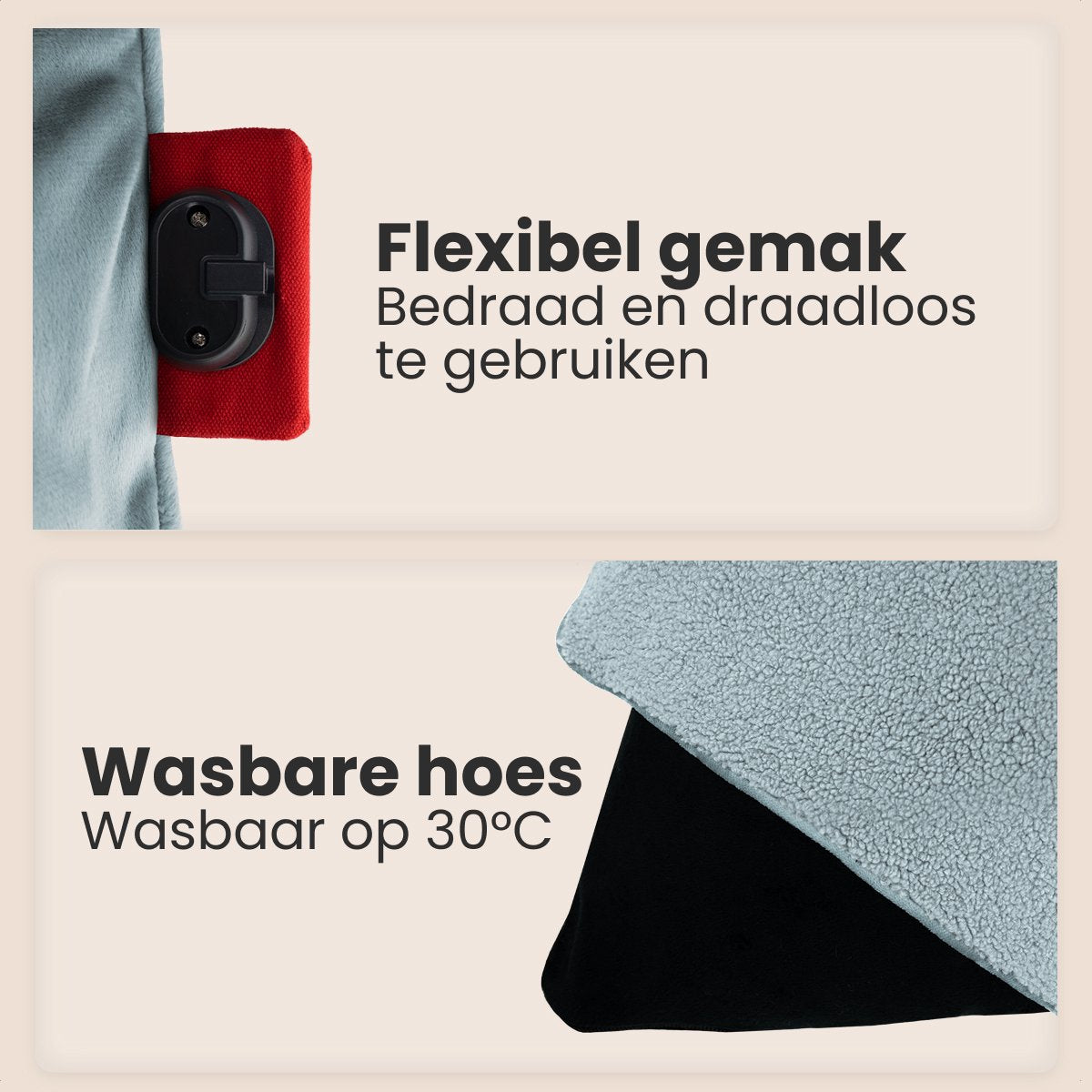 Auronic Heat Pillow - 45x45 cm - sans fil et rechargeable - infrarouge - bleu/gris