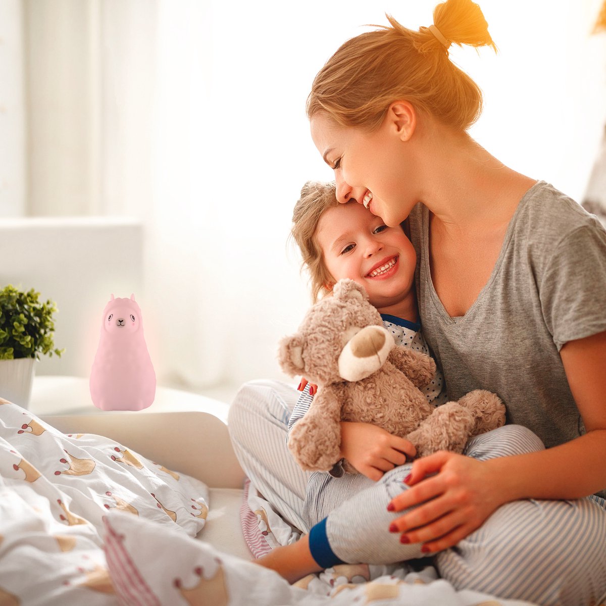 Veilleuse Sleepy Friends Lama - 95x97x100 mm - 8 Couleurs - Rechargeable par USB - Dimmable - Veilleuse Bébé & Enfant