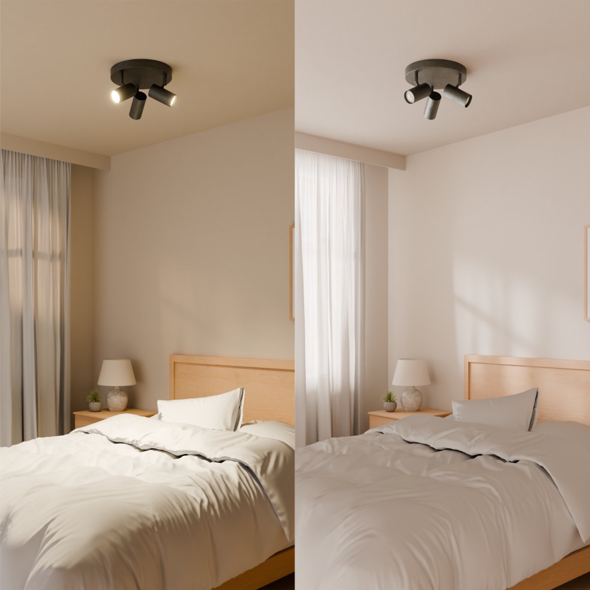 Nolt Ceiling-Spots - Plafonnier - Plafonnier - 3x spots GU10 en saillie - Industriel - ⌀ 19cm - Noir