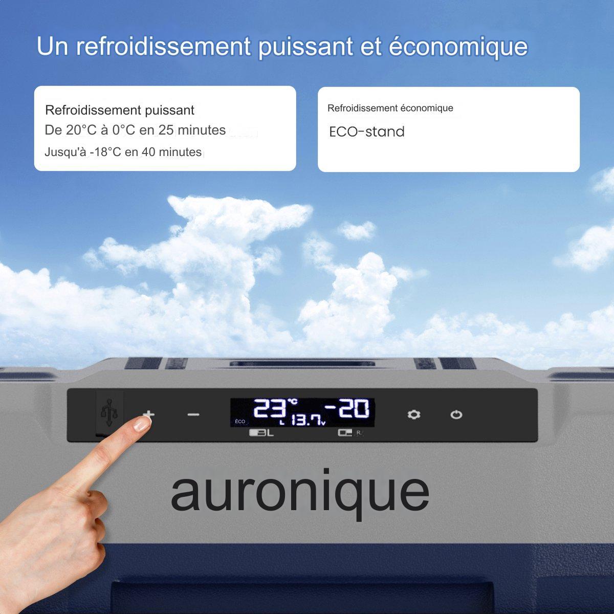 Glacière électrique Auronic avec roues - congélation et refroidissement - 58L - 69.2 x 45.3 x 58 cm - bleu