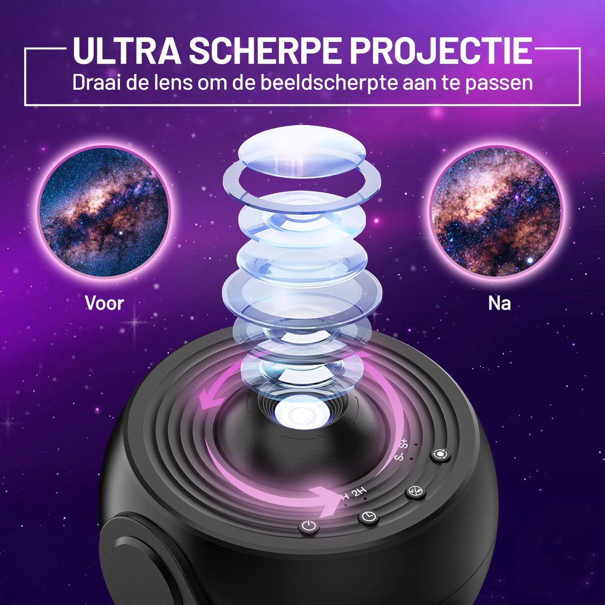 MostEssential Lampe pour projecteur PRO Edition 12-en-1 Galaxy Projector - Ø 11.8 cm - Couleur : Noir