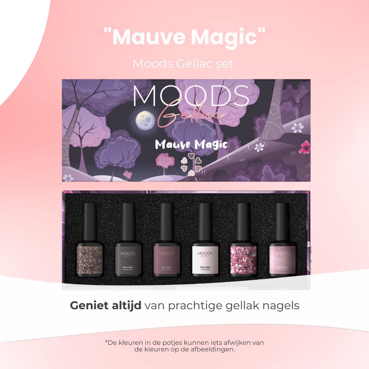 Moods Gellac 6-Piece Set - Gel Nail Polish Starter Pack - Gel Nail Polish 8ML - Mauve Magic - Chic Neutral Colours - 6 x 8ML