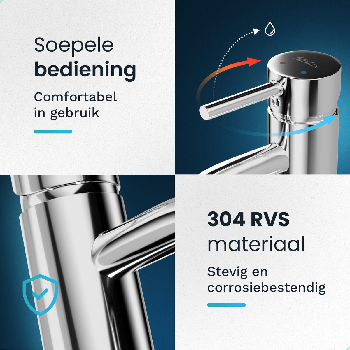 Mirlux Basin Tap Chrome 29.5 x 17.2 x 5 cm - Mélangeur salle de bain eau froide et chaude - Robinet de lavabo/WC Tap