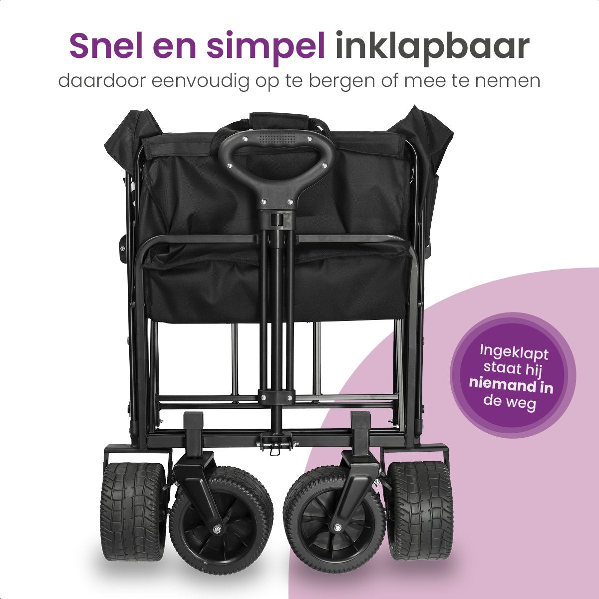 Gofun - Chariot pour chariots et bornes - Capacité de charge de 150 kg - Pliable avec roues pivotantes à 360 degrés - 83 x 44 x 26 cm - Métal et polyester - Noir