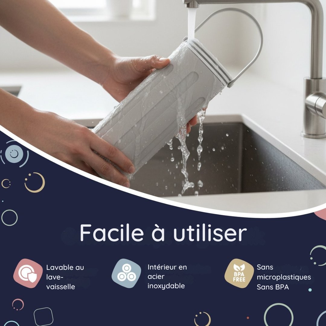 Refroidisseur de lait pour bébé Numsy - Refroidisseur de lait maternel portable - 24h de refroidissement - Pas de condensation - 2x350ml biberons sans BPA inclus - Anti-fuites - Gris clair