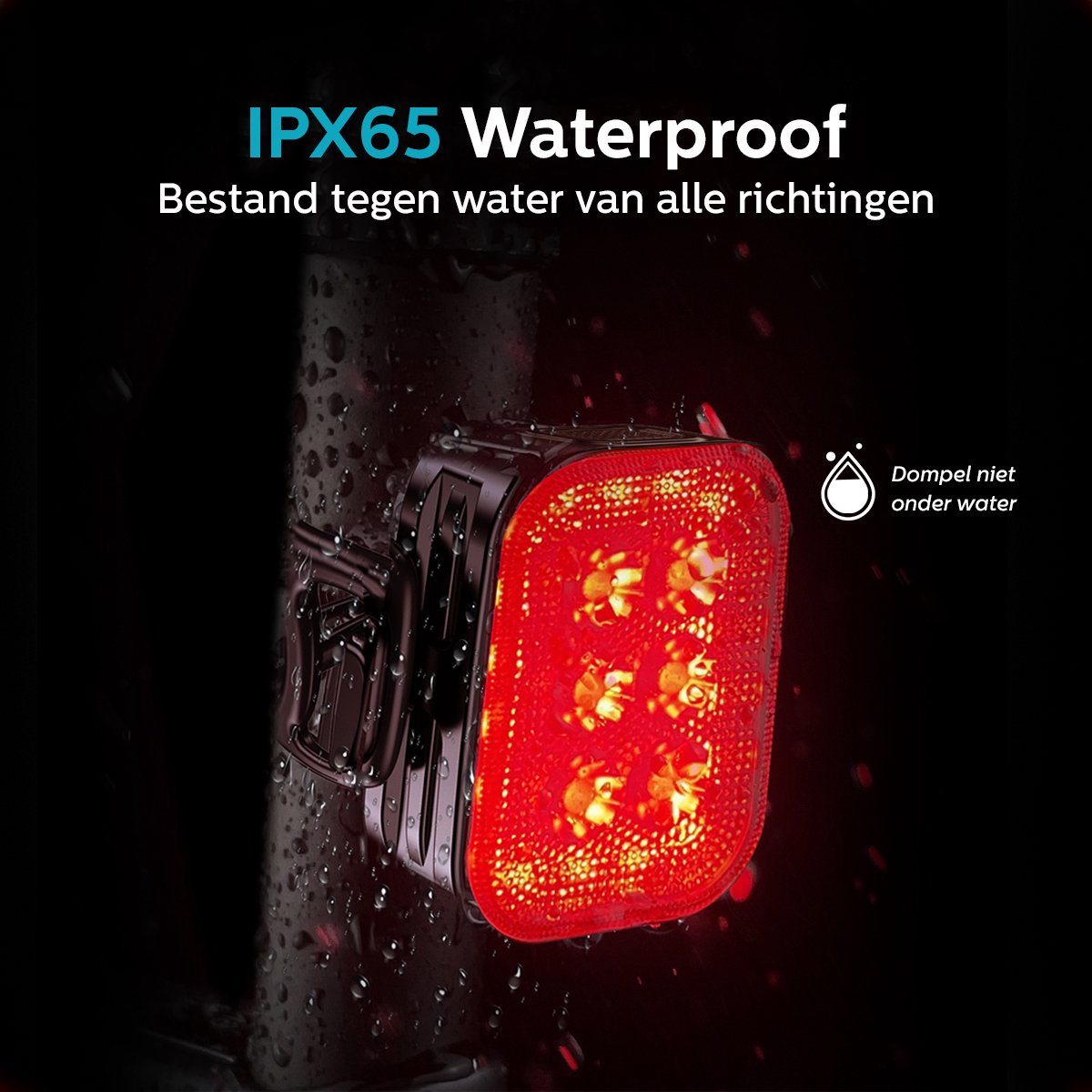 Inlustro LED Bicycle Light Set - Feux avant et arrière - Rechargeable par USB - Étanche - 7,5 x 3,2 cm - Noir