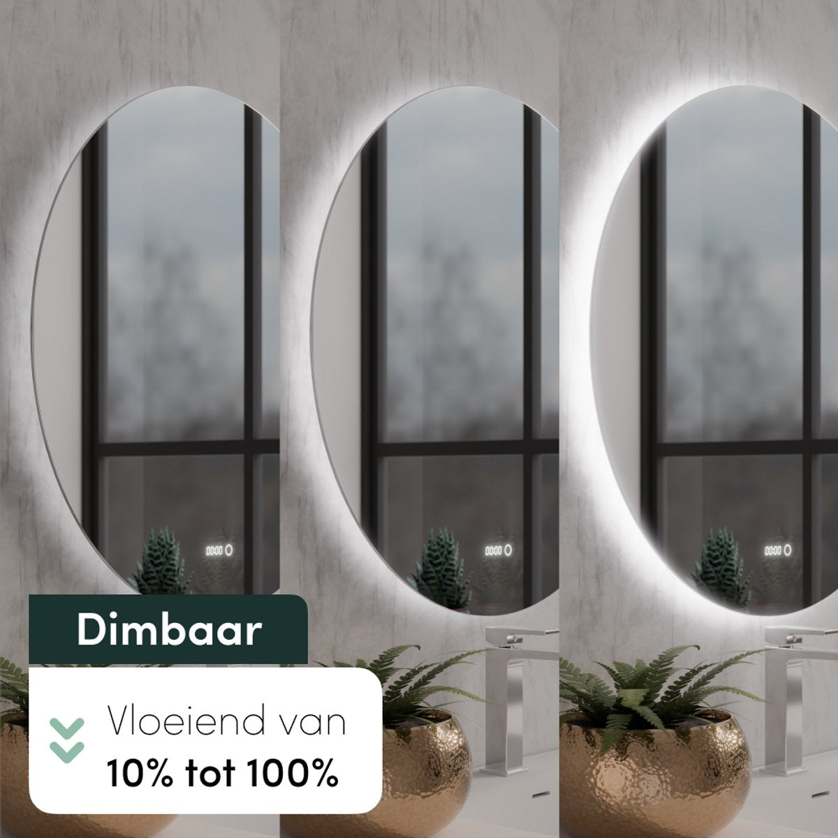 Beloura Miroir de salle de bain avec éclairage - Miroir de salle de bain rond - Chauffage - Horloge - LED - 60 cm