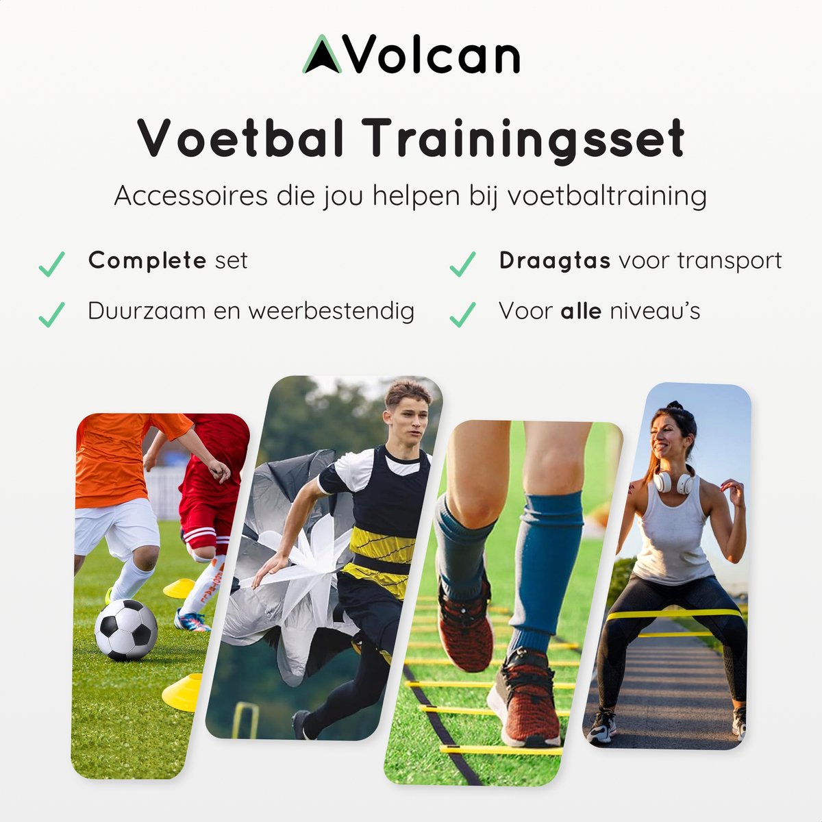 Volcan Football Training Equipment Set - Training Gear - Training Hats - Pawns - Speed Ladder - Cones - Resistance Bands - Resistance Parachute - Baltrainer - Incl. carrying bag