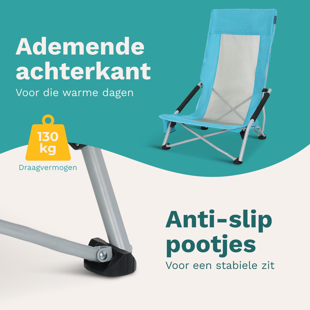 TRVLMORE Chaises de plage Lot de 2 - Pliable - Capacité de charge de 130KG - Avec porte-gobelet et sac de transport - Dossier haut - Bleu