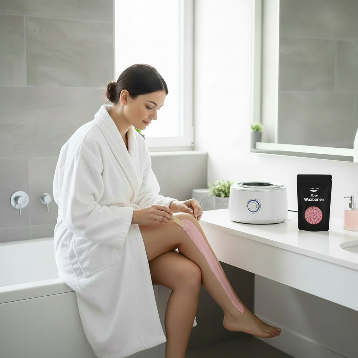 Billes de cire douce et soyeuse 1 kg - Perles de cire dure - 60 spatules incluses - Bleu ou rose - Pour appareil à cire