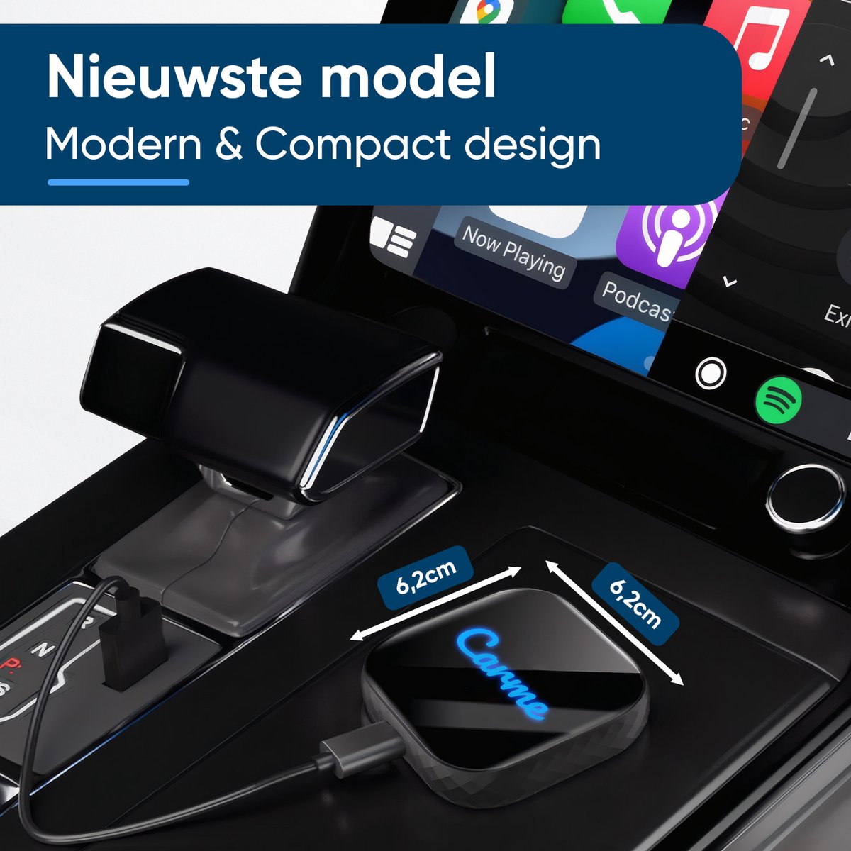 CarMe Premium 2-in-1 CarPlay Dongle - Wireless CarPlay & Android Auto - USB-A & USB-C - Connexion 5GHz - Auto Pairing - Noir