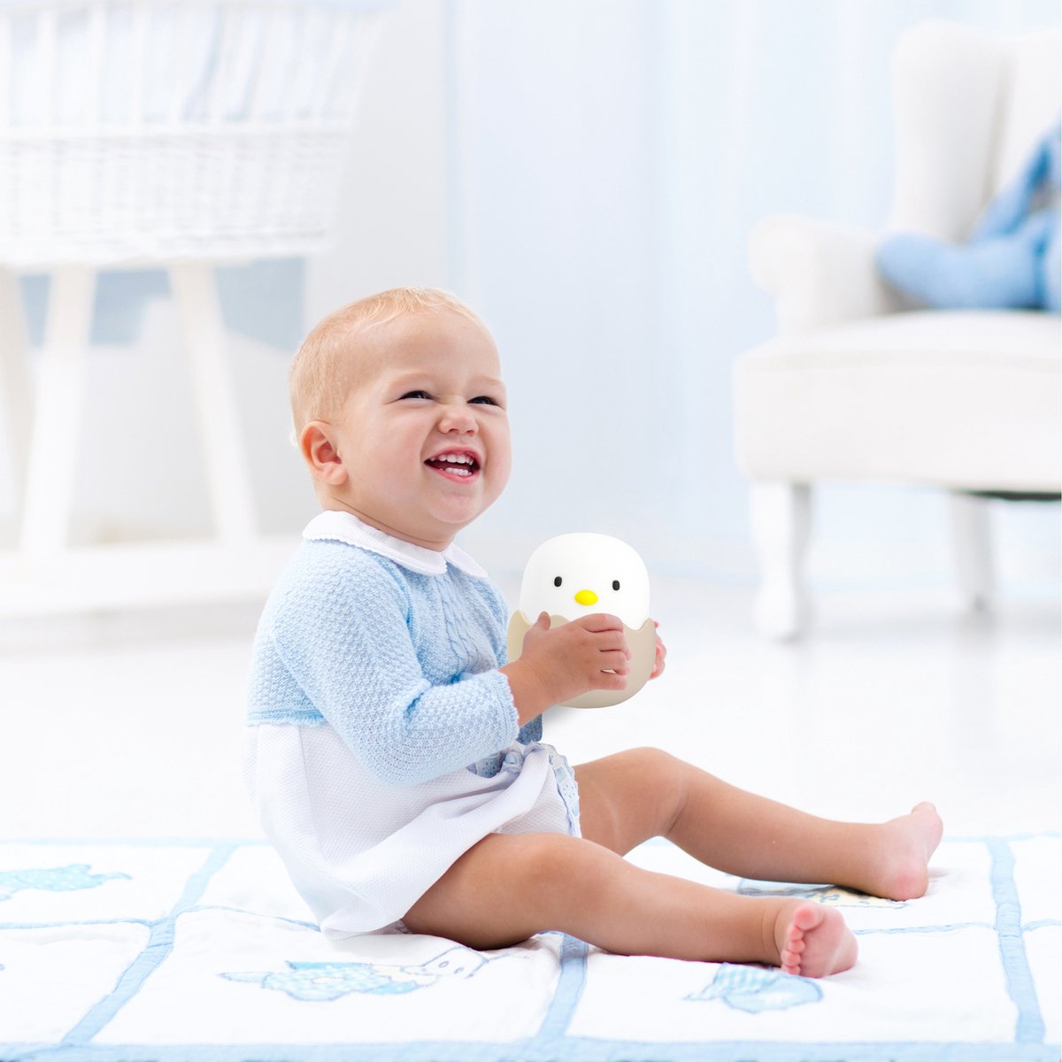 Sleepy Friends Veilleuse enfant poussin - Rechargeable par USB - Veilleuse Dimmable Bébé et Enfant - Gris - 95 x 97 x 100 mm