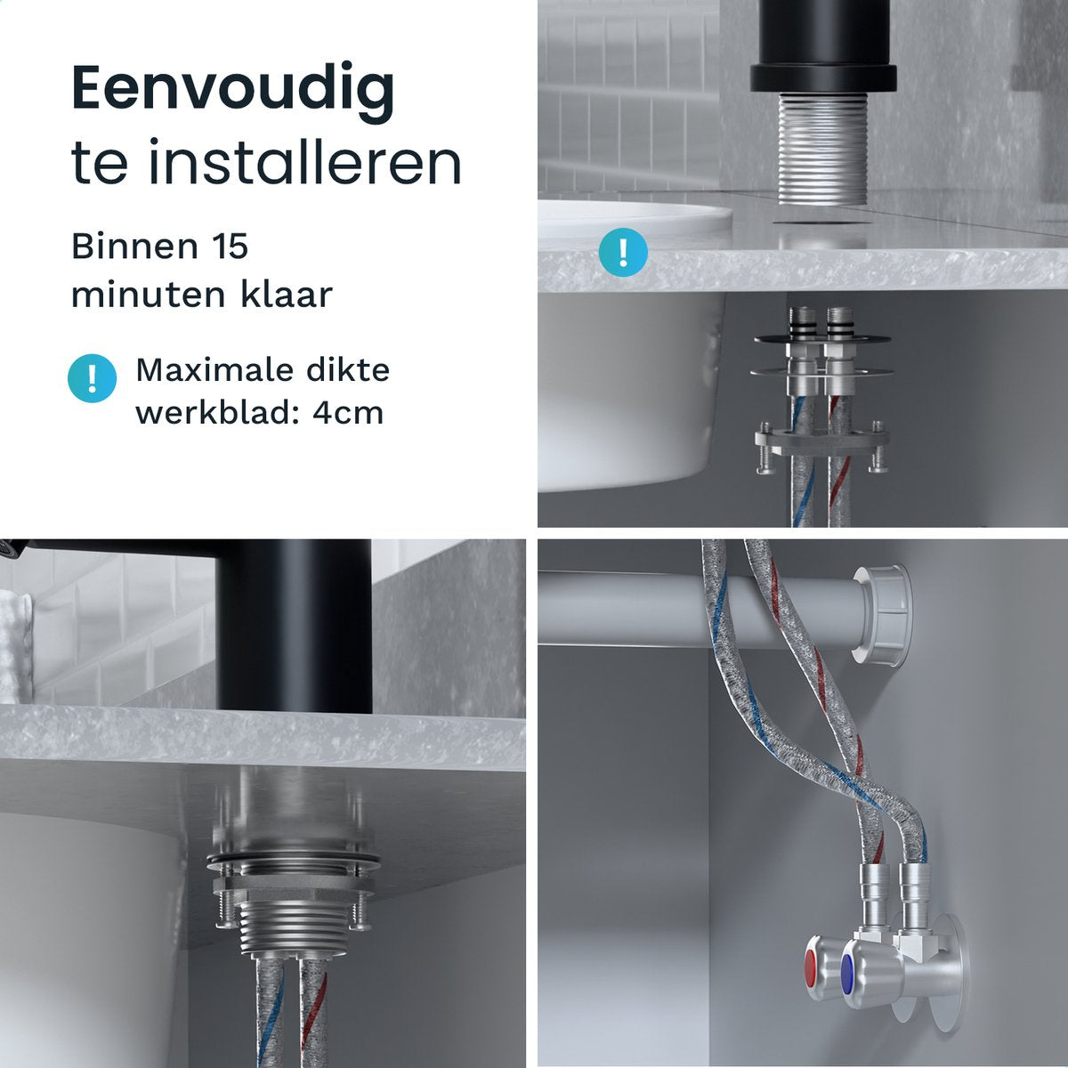Mirlux Basin Tap Black 24.5 × 17 × 5 cm - Mitigeur salle de bain pour eau froide et chaude