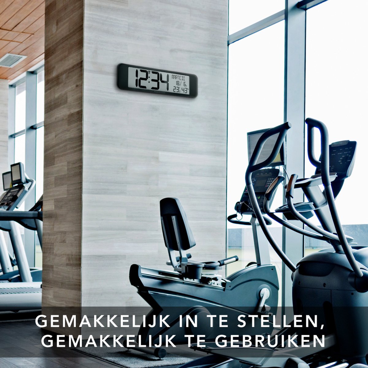 Horloge calendrier radiocommandée Marathon Vancouver - Noir - 36,8 x 23,5 cm - Affichage ultra-large avec grands chiffres