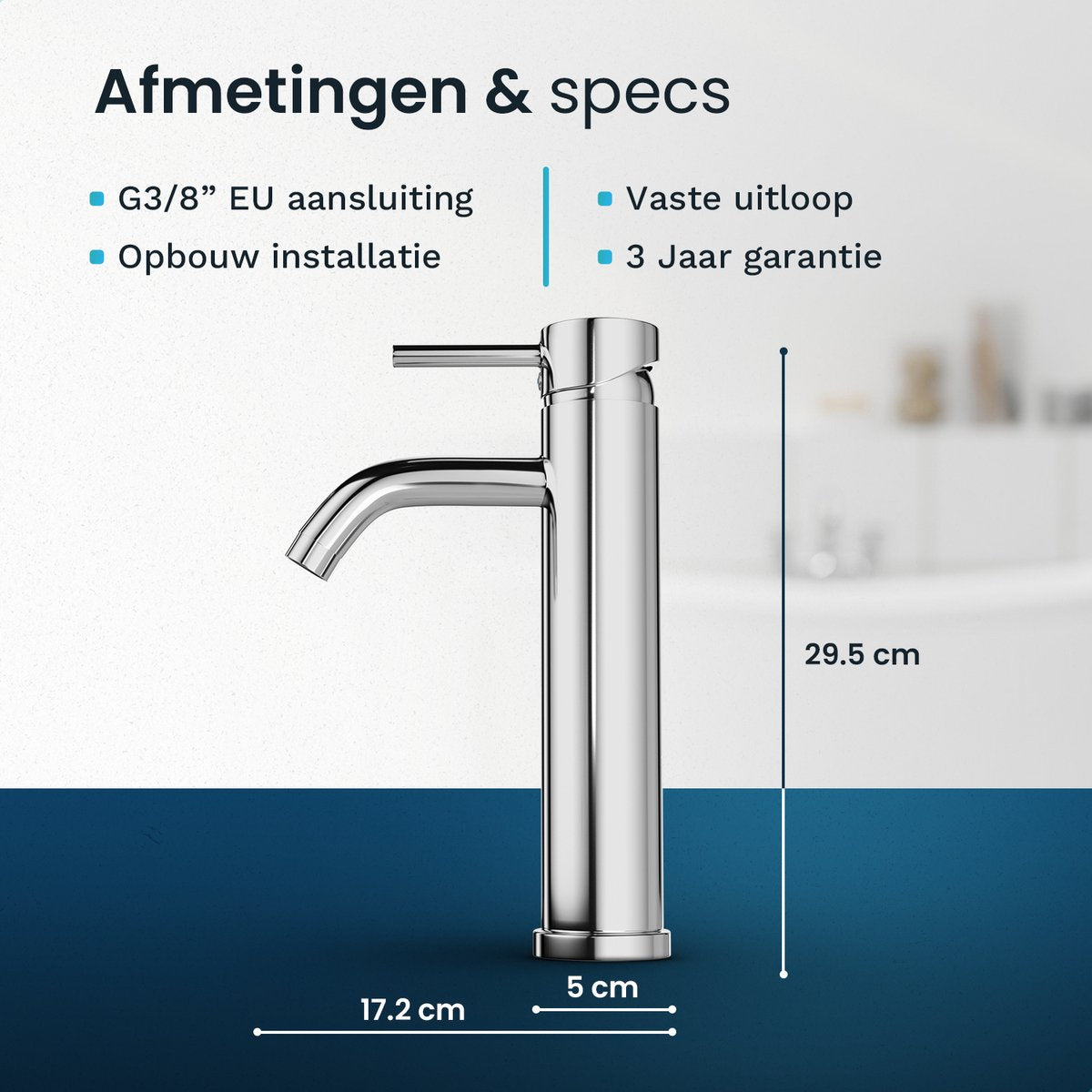Mirlux Basin Tap Chrome 29.5 x 17.2 x 5 cm - Mélangeur salle de bain eau froide et chaude - Robinet de lavabo/WC Tap