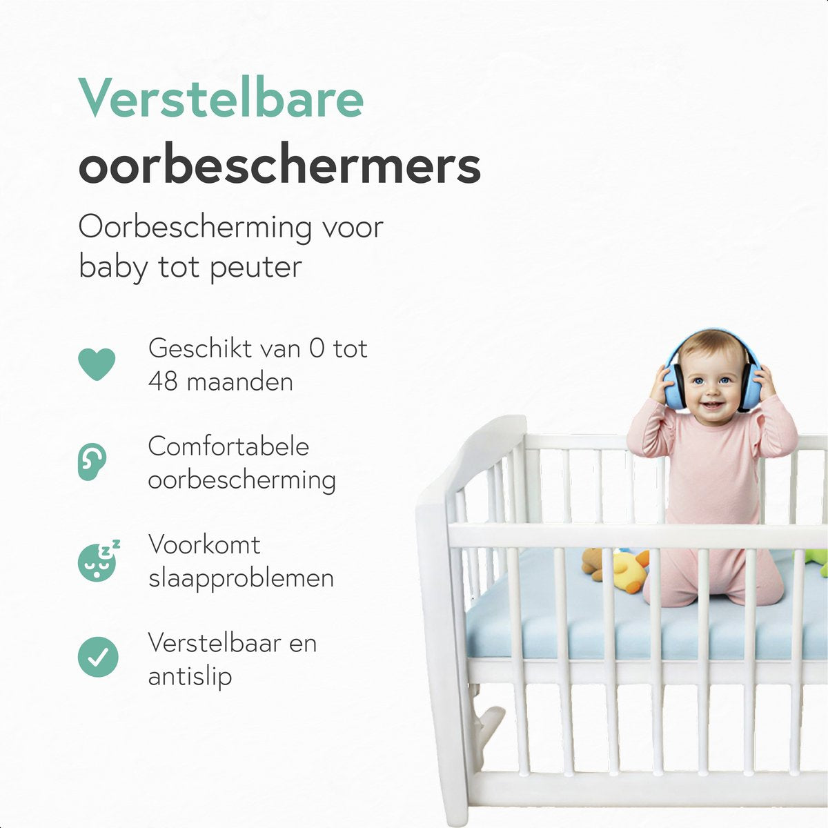 Qwali Protection auditive bébé et enfant - Atténue les bruits forts - 0-3 ans - Sécurité du jeune enfant et de l'enfant - Bleu