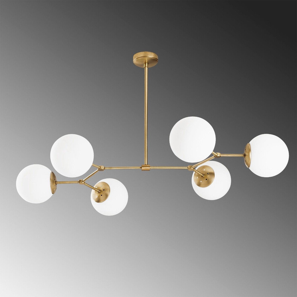 Lampe suspendue Damar 6 Lumières - 100x58x48 cm - Jaune/Blanc - Métal - Hauteur réglable