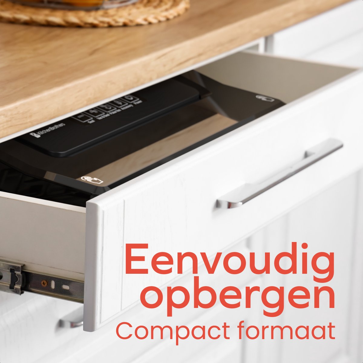 KitchenBrothers Vacuum machine Essential - Machine à emballer sous vide 4,5 L/min - 4 supports - 40 sacs de mise sous vide sans PFAS et tuyau de mise sous vide inclus - Noir