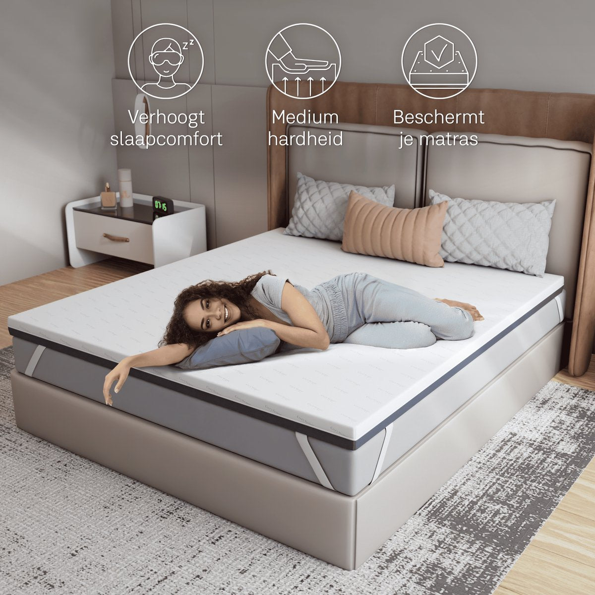 CozySense DualFeel Topper 120x200 cm - Cool & Warm Side - 7.5 cm - Medium Comfort - White/Blue