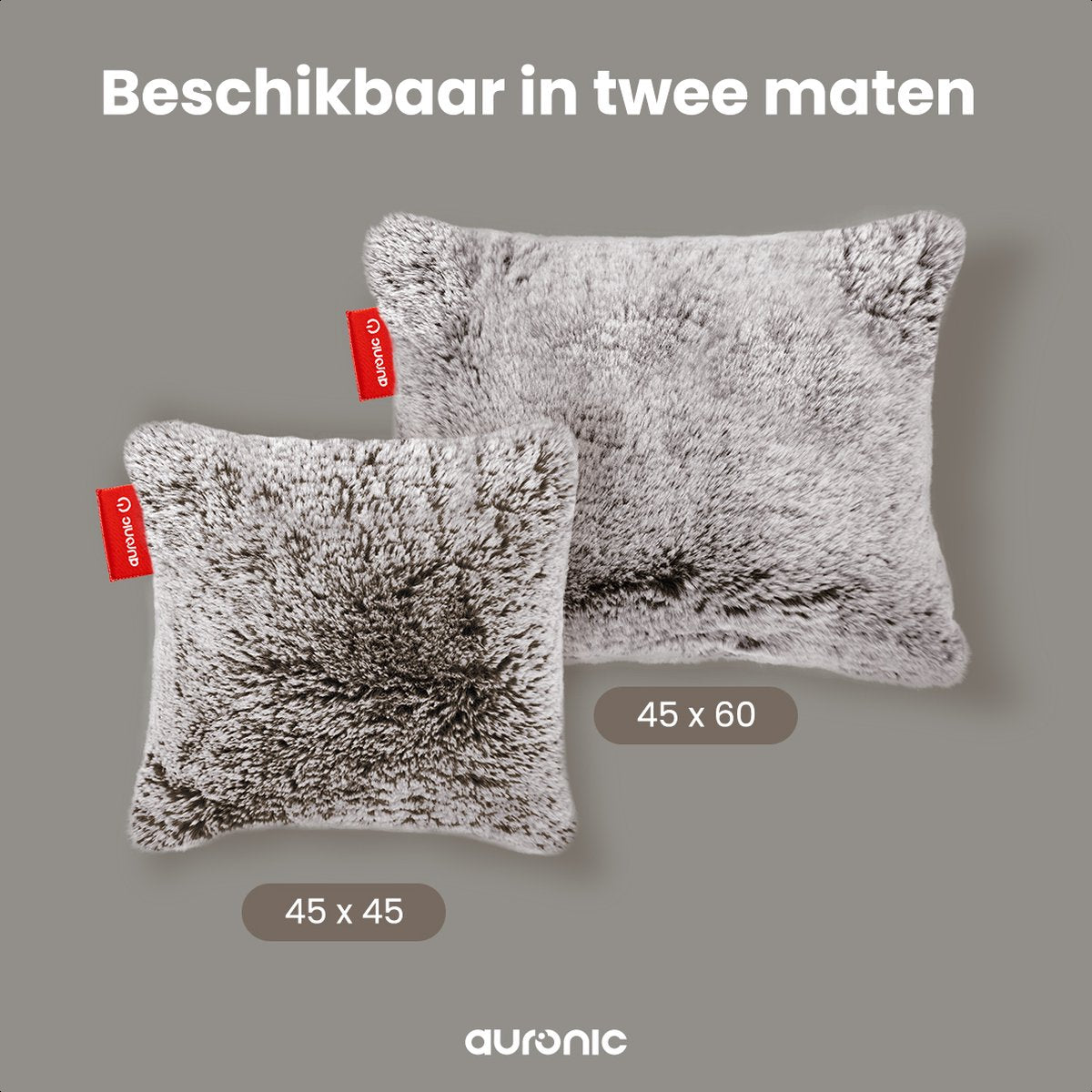 Oreiller chauffant Auronic - Teddy - 45x45 - Rechargeable - Oreiller électrique - Infrarouge - Gris