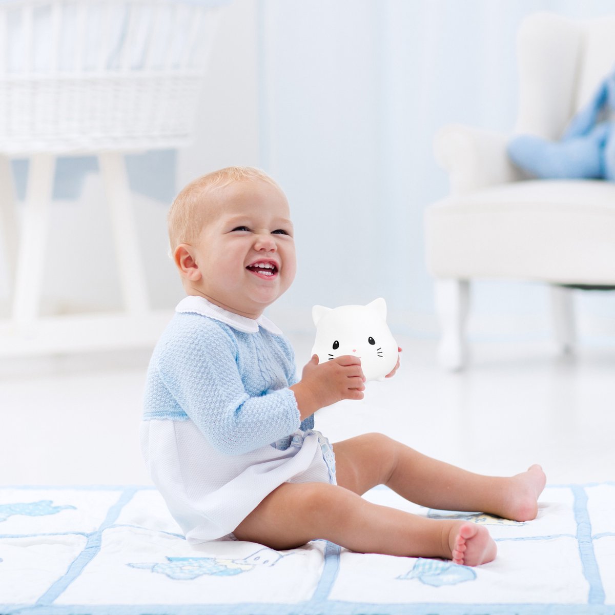 Sleepy Friends Veilleuse pour enfants Sleepy Friends Chat - 8 Couleurs - Rechargeable par USB - Dimmable - 95.2 x 97.4 x 100 mm - Gris