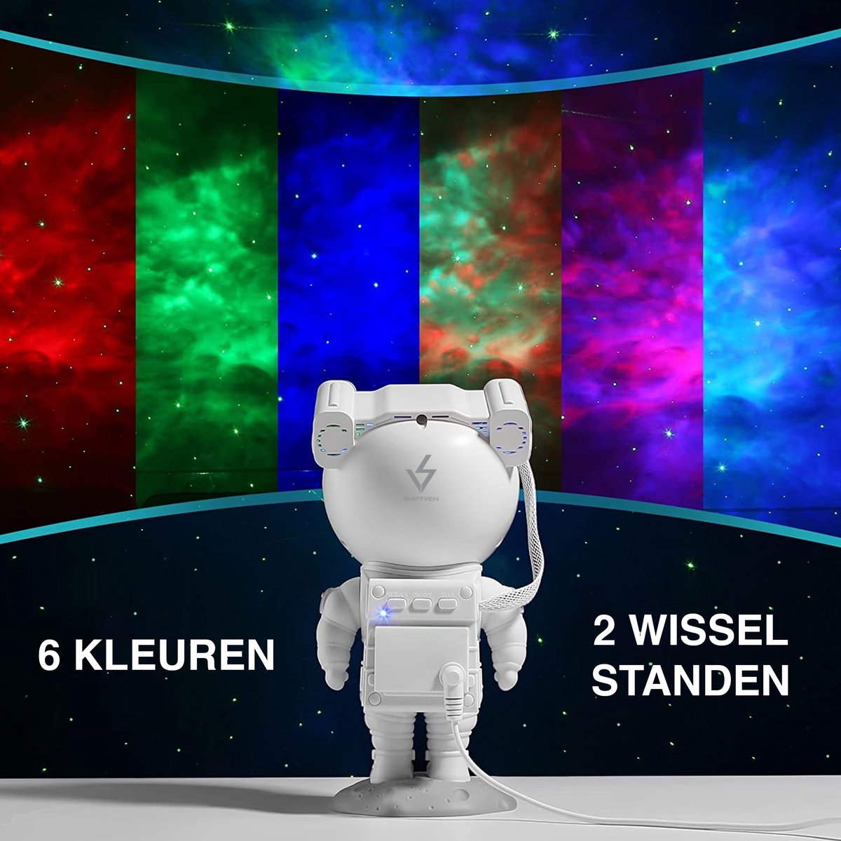 Swiftvein Astronaut Star Projector - Projecteur Galaxy avec télécommande - 8 combinaisons de couleurs