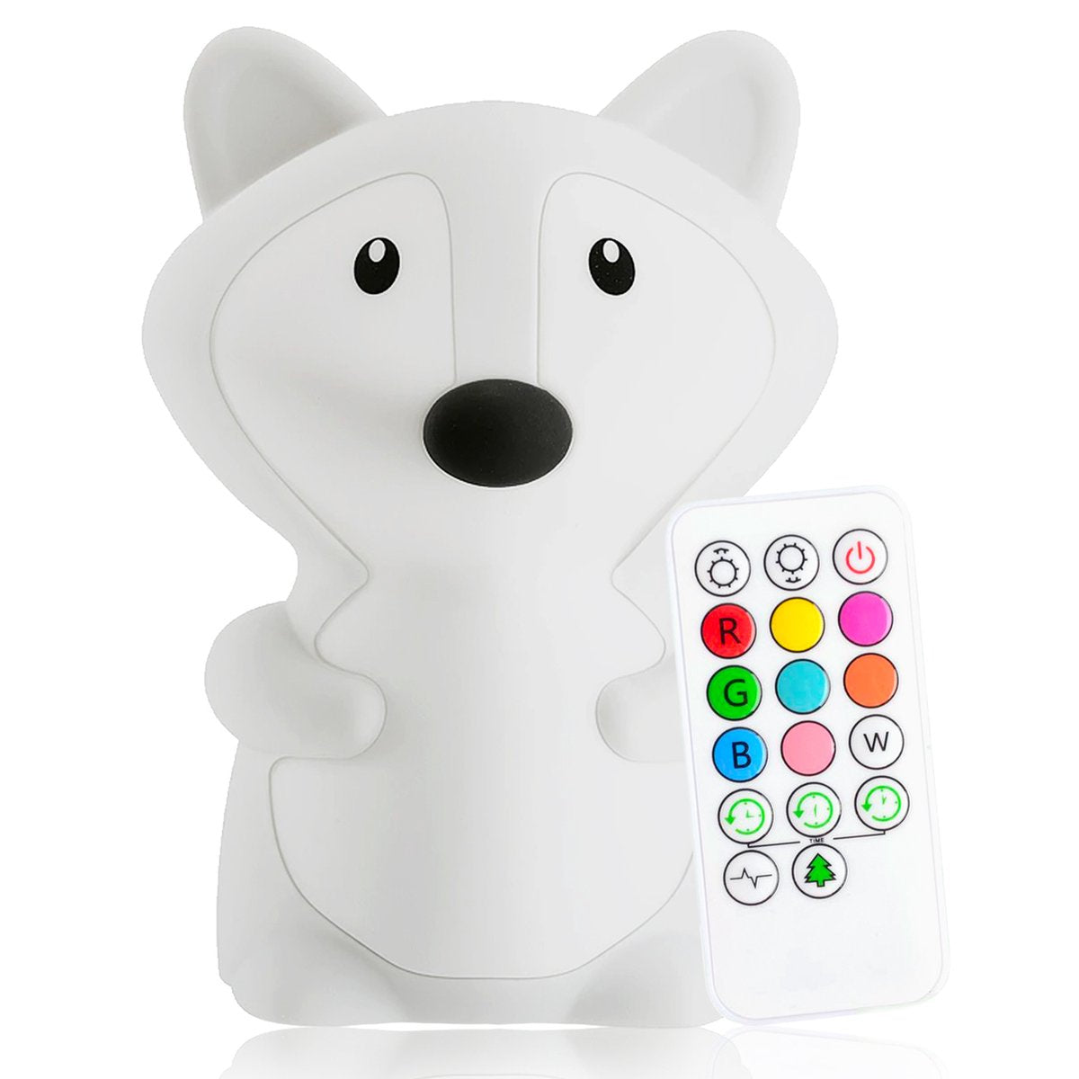 Veilleuse Sleepy Friends Fox - rechargeable par USB et avec variateur de lumière - 8 couleurs - 95x97x100 mm - Veilleuse en silicone souple pour la chambre de bébé et la nurserie